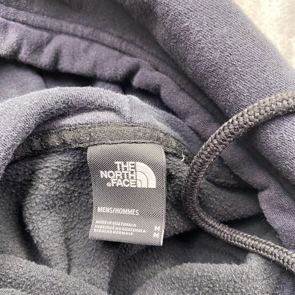 The North Face Mens Black Pullover Hoodie White Logo Fleece‎ Sweatshirt Size M